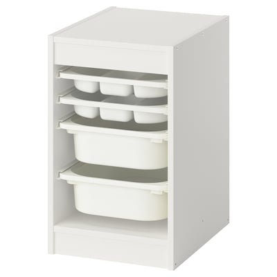 TROFAST Combinaison rangement bacs/plateaux, blanc/blanc, 34x44x56 cm