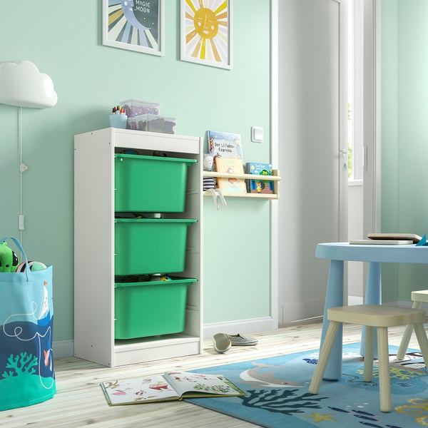 TROFAST Combinaison structure + bacs, blanc/vert vif, 46x30x94 cm