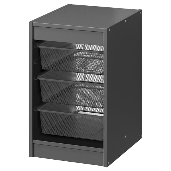 TROFAST Combinaison structure + bacs, gris/gris foncé, 34x44x56 cm