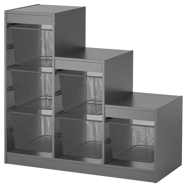 TROFAST Combinaison structure + bacs, gris/gris foncé, 99x44x94 cm