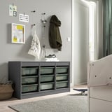 TROFAST Combinaison structure + bacs, gris/gris vert clair, 99x44x56 cm