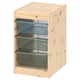 TROFAST Combinaison structure + bacs, pin teinté blanc clair bleu gris/gris vert clair, 32x44x52 cm