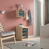 TROFAST Combinaison structure + bacs, pin teinté blanc clair bleu gris/gris vert clair, 32x44x52 cm