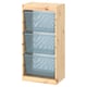 TROFAST Combinaison structure + bacs, pin teinté blanc clair/bleu gris, 44x30x91 cm