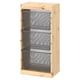 TROFAST Combinaison structure + bacs, pin teinté blanc clair/gris foncé, 44x30x91 cm