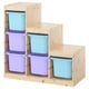 TROFAST Combinaison structure + bacs, pin teinté blanc clair mauve/bleu clair, 94x44x91 cm