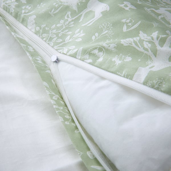 Trolldom Housse Couette 1 Taie Pour Lit Bebe Motif Animaux De La Foret Vert 110x125 35x55 Cm Ikea Suisse