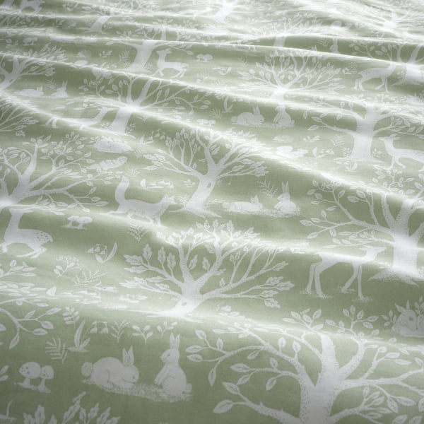 Trolldom Housse Couette 1 Taie Pour Lit Bebe Motif Animaux De La Foret Vert 110x125 35x55 Cm Ikea Suisse