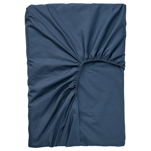 ULLVIDE Drap housse pour surmatelas, bleu foncé, 180x200 cm