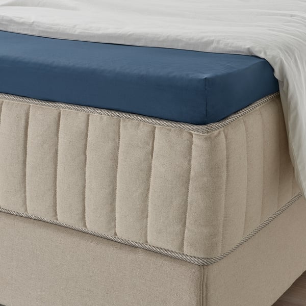 ULLVIDE Drap housse pour surmatelas, bleu foncé, 180x200 cm