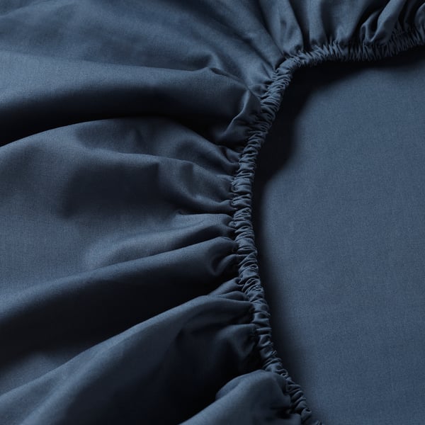 ULLVIDE Drap housse pour surmatelas, bleu foncé, 180x200 cm