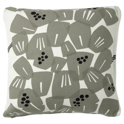 UNDERBLOMMA Housse de coussin, blanc/gris-vert clair, 50x50 cm