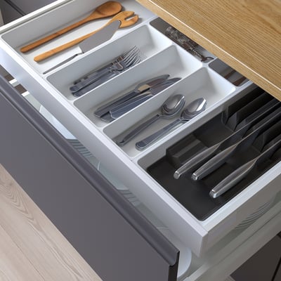 UPPDATERA Range-couverts+usten/range-couteaux, blanc/anthracite, 72x50 cm