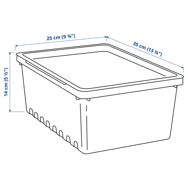 UPPSNOFSAD Boîte de rangement avec couvercle, noir, 35x25x14 cm/9 l