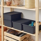 UPPSNOFSAD Boîte de rangement avec couvercle, noir, 35x25x14 cm/9 l