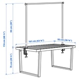 VÄRMANSÖ / HELGEÖ Table avec barre décorative, extérieur gris foncé/noir, 161 cm