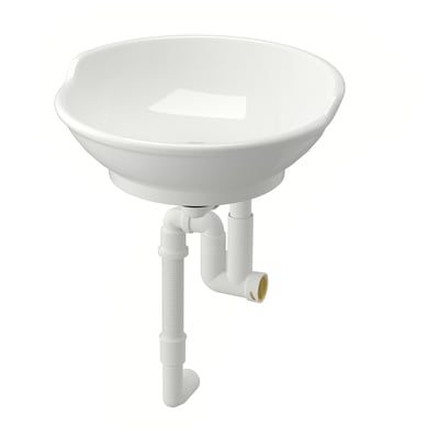 VÄSTERSJÖN Lavabo intégré avec siphon, blanc, 40x14x9 cm