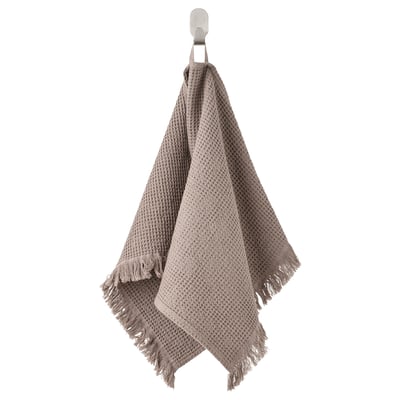 VALLASÅN Serviette de toilette, gris clair/brun, 40x70 cm