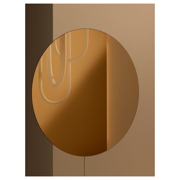 VARMBLIXT Applique LED/miroir, intensité lumineuse réglable/couleur bronze rond