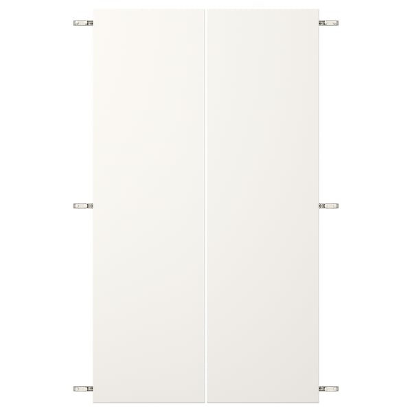 VEDDINGE Paire de portes avec charnières, blanc, 80x140 cm