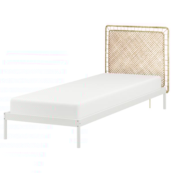VEVELSTAD Cadre de lit avec 1 tête de lit, blanc/Tolkning rotin, 90x200 cm