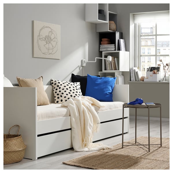 VIHALS Struct divan av lit gigogne/2 mat, blanc/Åfjäll ferme, 80x200 cm