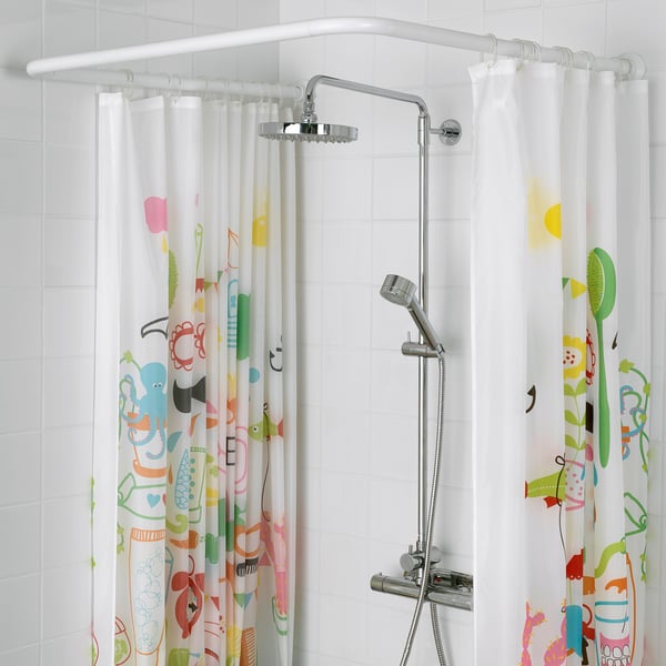 VIKARN Tringle à rideau de douche, blanc