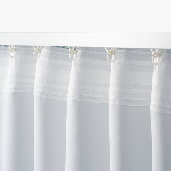 VILBORG Rideaux assombrissants, 2 pièces, blanc/turquoise/ruflette, 145x300 cm