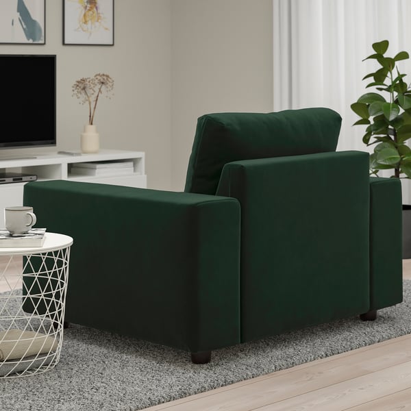 VIMLE Fauteuil, av accoudoirs larges Djuparp/vert foncé