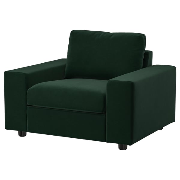 VIMLE Fauteuil, av accoudoirs larges Djuparp/vert foncé
