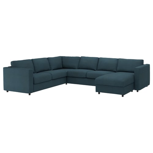 VIMLE Housse pour convertible angle, 5 pl, avec méridienne/Hillared bleu foncé