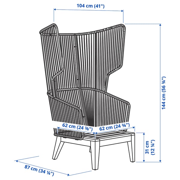 VINGSÖN Fauteuil à oreilles, int/ext, gris/Järpön/Duvholmen anthracite