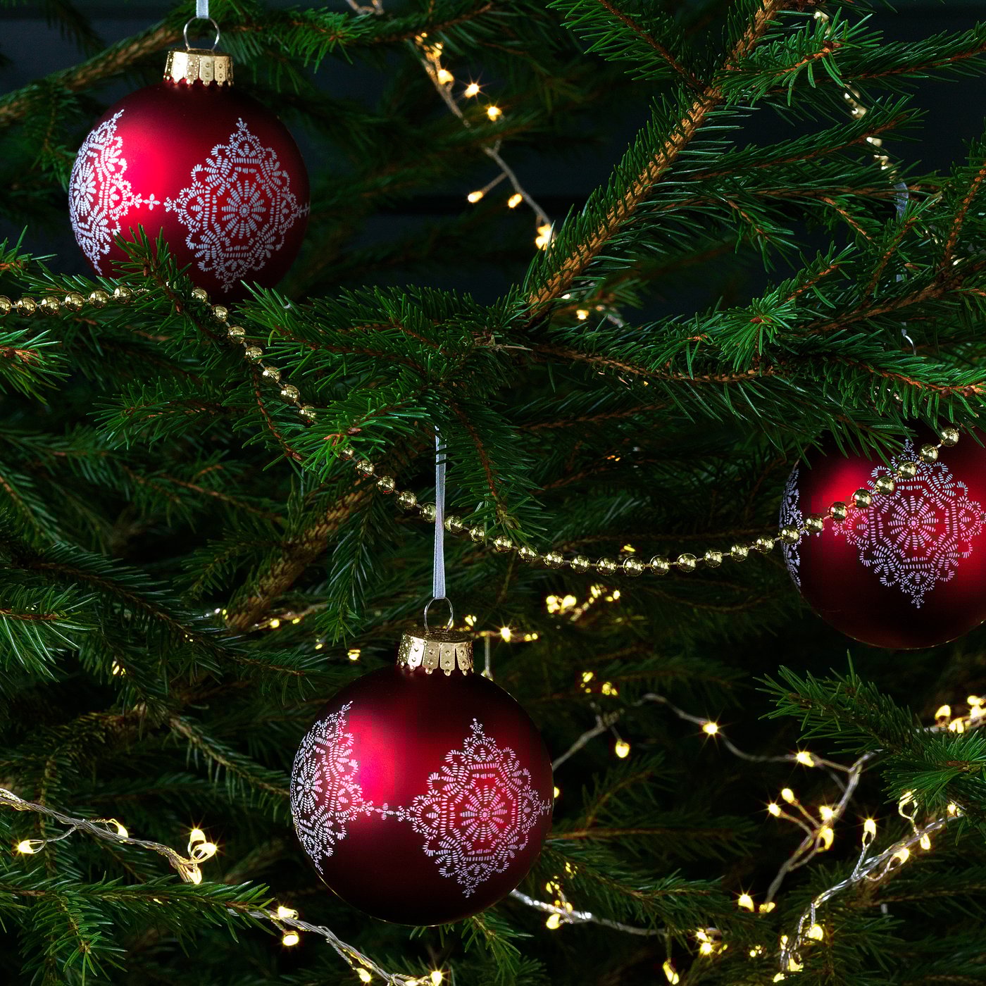 VINTER 2020 Boule décorative, verre rouge/blanc, 8 cm - IKEA Suisse