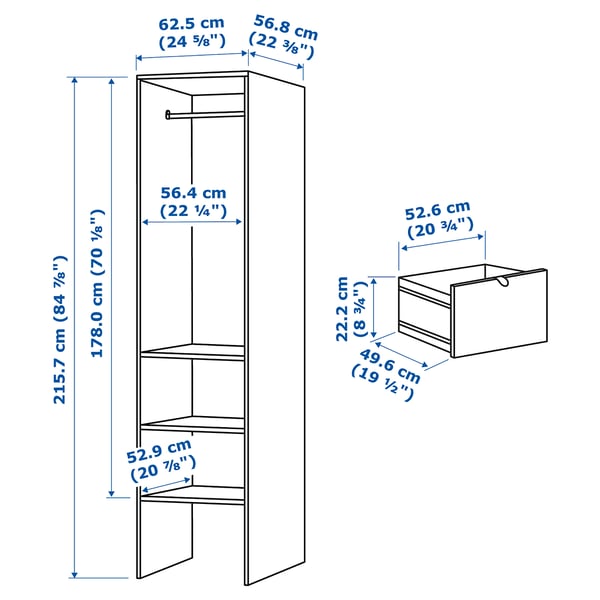 VISTHUS Armoirependerie, gris/blanc, 63x59x216 cm IKEA Suisse