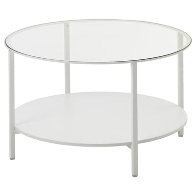 VITTSJÖ Table basse, blanc/verre, 75 cm