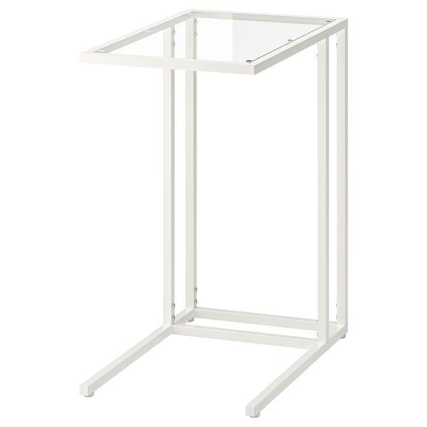 VITTSJÖ Table pour ordinateur portable, blanc/verre, 35x65 cm