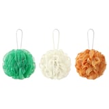 ÅBYÅN Set di 3 spugne da bagno, arancione/verde/bianco