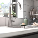 ÄLMAREN Miscelatore con doccetta estraibile, color acciaio inox
