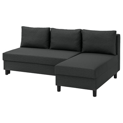 ÄLVDALEN Divano letto 3 posti/chaise-longue, Knisa grigio scuro