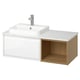 ÄNGSJÖN / BACKSJÖN Mobile lavabo/lavabo/miscelatore, bianco lucido/effetto rovere/bianco effetto marmo, 102x49x41 cm