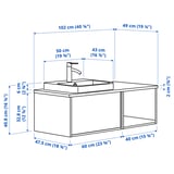 ÄNGSJÖN / BACKSJÖN Mobile lavabo/lavabo/miscelatore, bianco lucido/effetto rovere/bianco effetto marmo, 102x49x41 cm