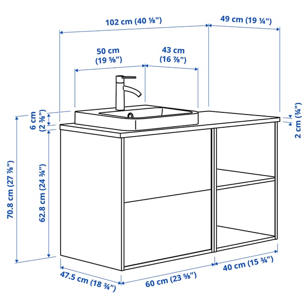 ÄNGSJÖN / BACKSJÖN Mobile lavabo/lavabo/miscelatore