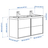 ÄNGSJÖN / BACKSJÖN Mobile lavabo/lavabo/miscelatori, lucido bianco, 120x49x69 cm