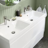 ÄNGSJÖN / BACKSJÖN Mobile lavabo/lavabo/miscelatori, lucido bianco, 120x49x69 cm