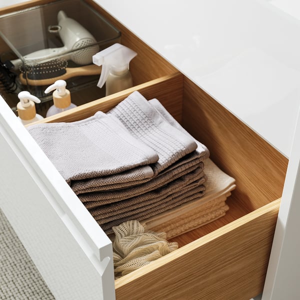 ÄNGSJÖN / BACKSJÖN Mobile lavabo/lavabo/miscelatori, lucido bianco, 120x49x69 cm