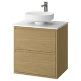 ÄNGSJÖN / LERSJÖN Mobile lavabo/cassetti/lavabo/misc, effetto rovere/bianco effetto marmo, 62x49x79 cm