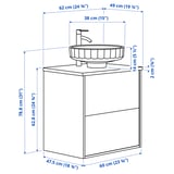 ÄNGSJÖN / LERSJÖN Mobile lavabo/cassetti/lavabo/misc, effetto rovere/bianco effetto marmo, 62x49x79 cm