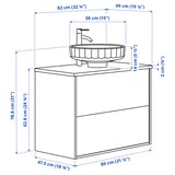 ÄNGSJÖN / LERSJÖN Mobile lavabo/cassetti/lavabo/misc, effetto rovere/bianco effetto marmo, 82x49x79 cm
