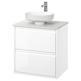 ÄNGSJÖN / LERSJÖN Mobile lavabo/cassetti/lavabo/misc, lucido bianco/bianco effetto marmo, 62x49x79 cm