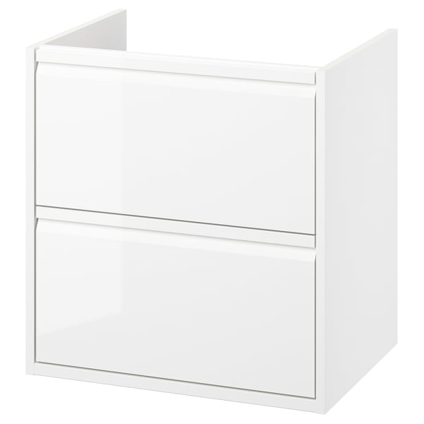 ÄNGSJÖN Mobile per lavabo con cassetti, lucido bianco, 60x48x63 cm